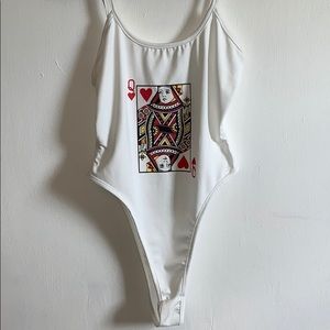 White Queen of Hearts Bodysuit